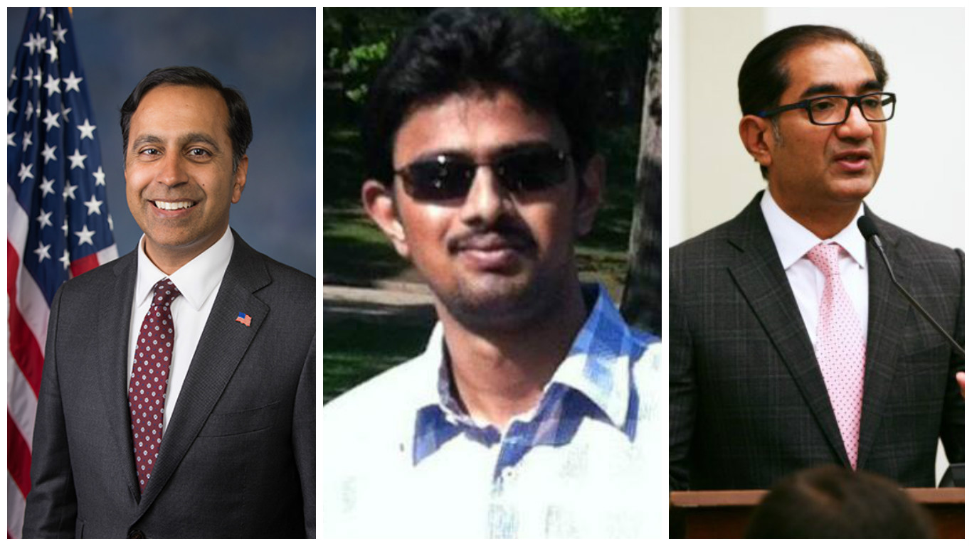 From left - Raja Krishnamoorthi, Srinivas Kuchibhotla and Sanjay Puri