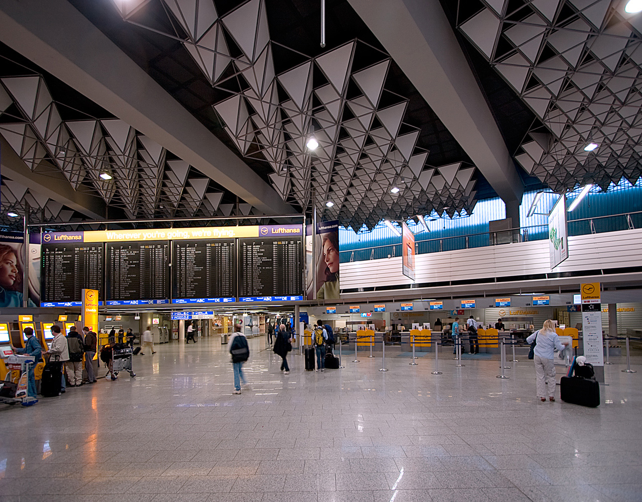 Check-in terminal at Frankfurt Airport.