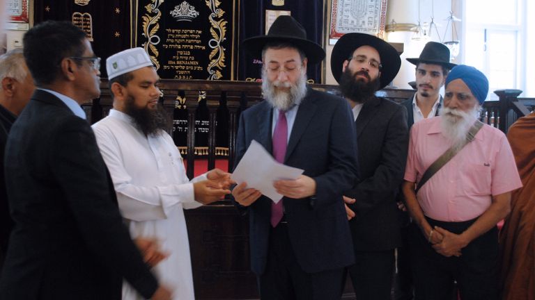 Imam Abdul Jameel Abdul Malik meets with Rabbi Moderchai Abergel at the Maghain Aboth Synagogue. Photo courtesy: Wise SG