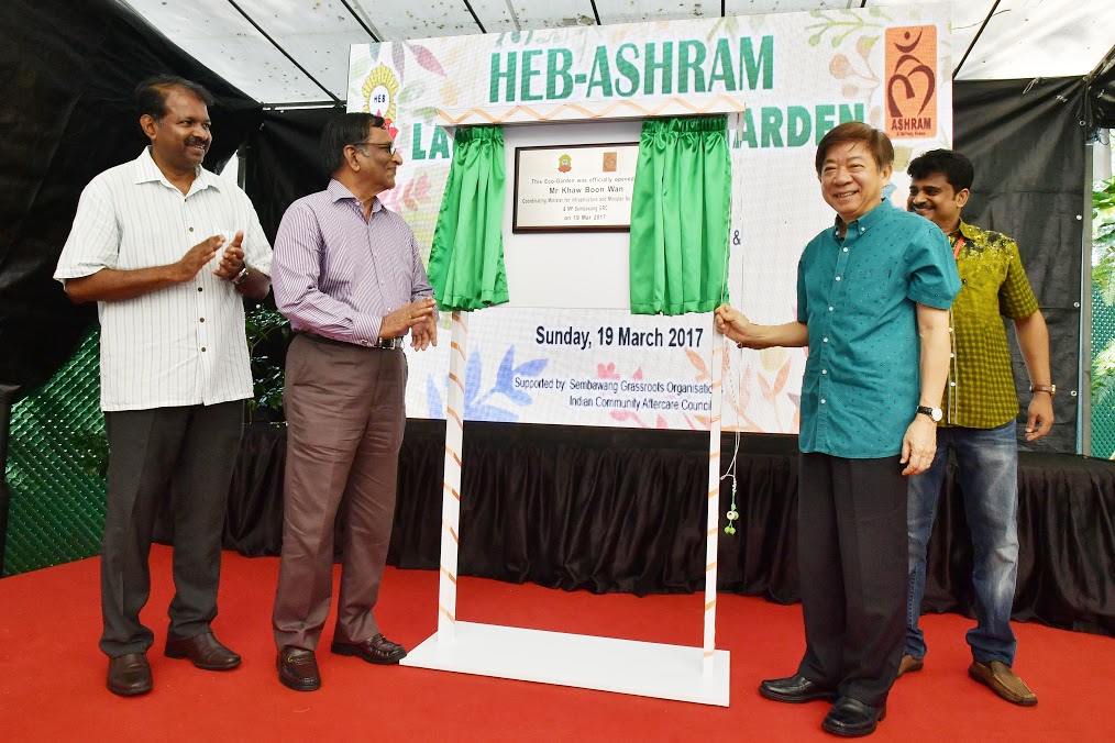 Transport Minister Khaw Boon Wan at the opening of the eco-garden. Photo courtesy: HEB-Ashram Halfway House