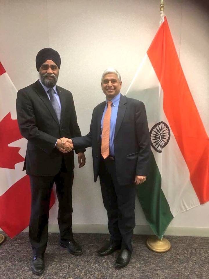 Sajjan with IHC to Canada Vikas Swarup. 