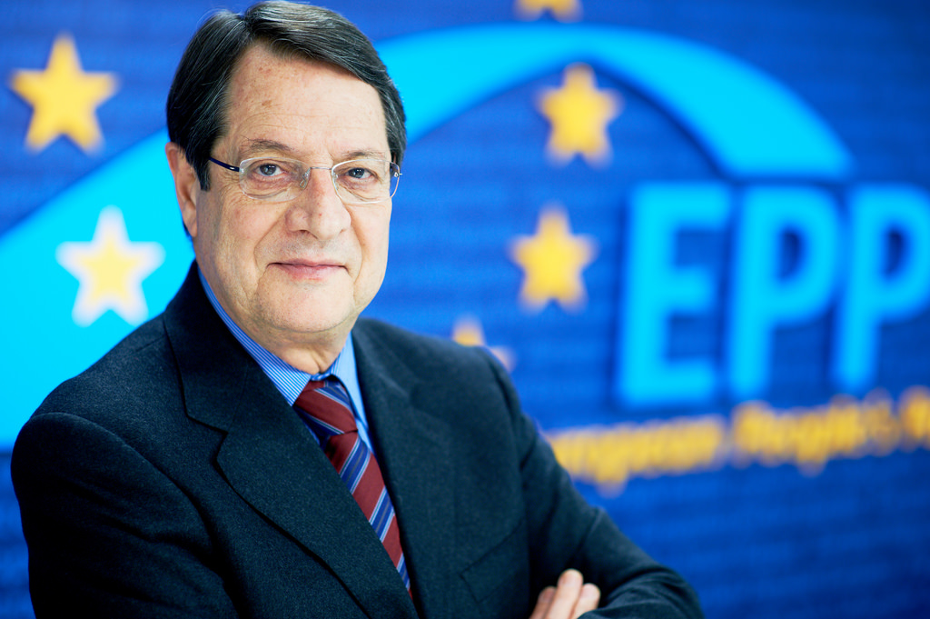 Nicos Anastasiades at the European People's Parliament. 