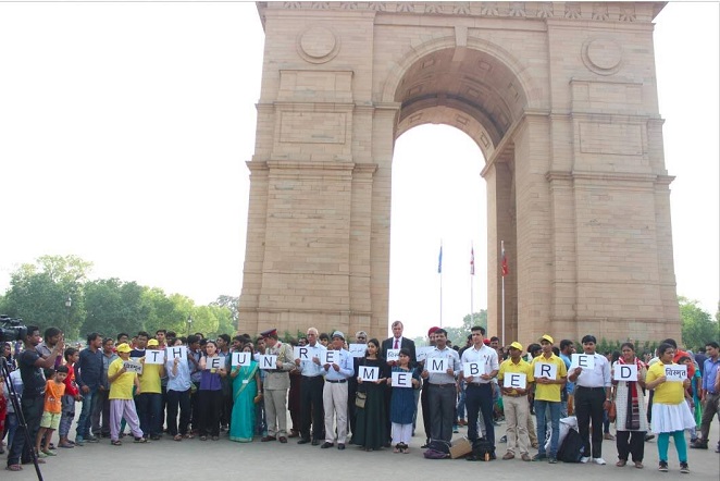 A mirror event in memory of Indian Labour Corps was held at the same time at India Gate in New Delhi. 