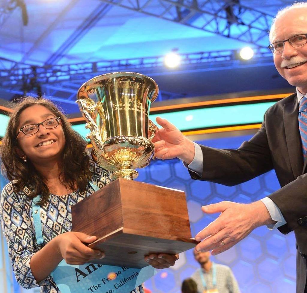 Ananya Vinay after winning the Scripps National Bee 2017