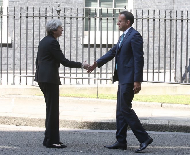 Ireland PM leo Varadkar (right) shakes hands with his UK counterpart Theresa May outside 10 Downing Street.