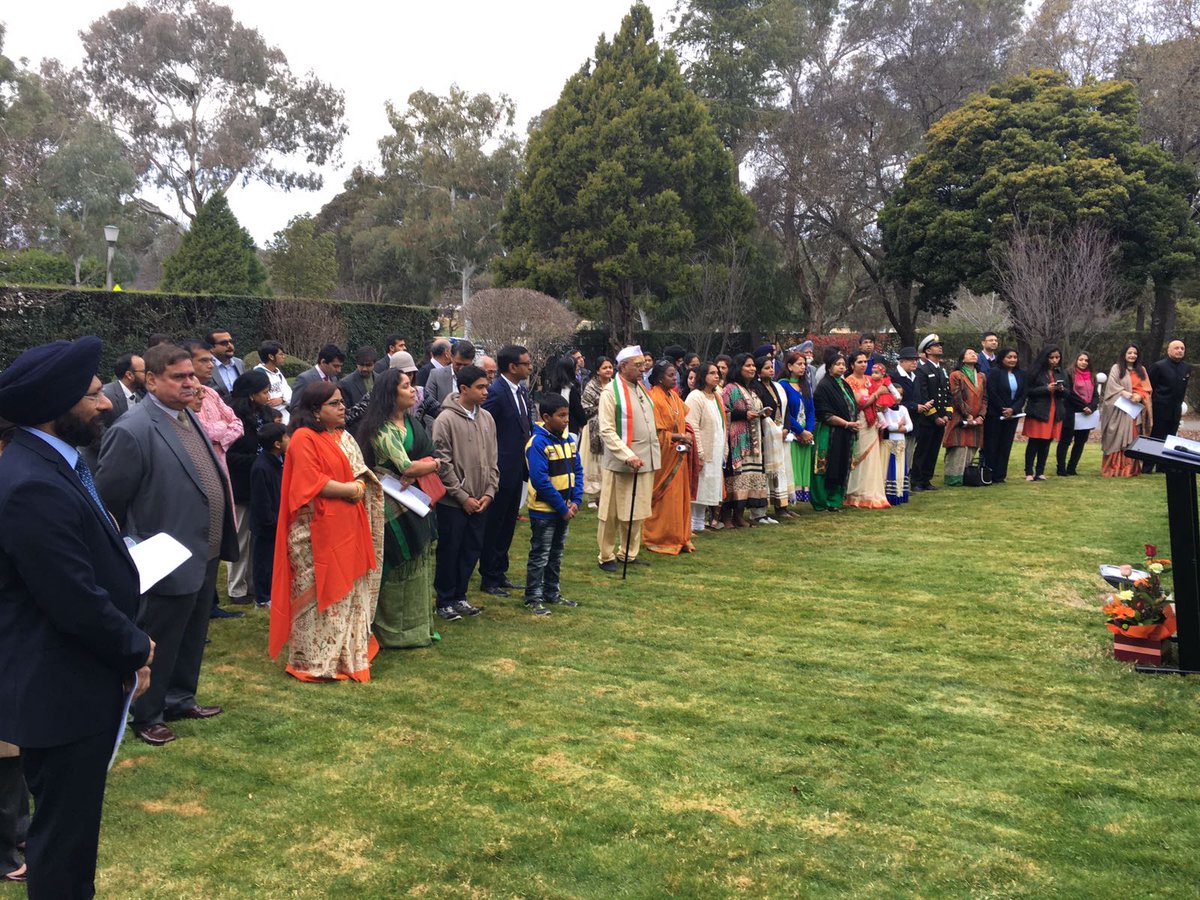 Flag hoisting ceremony at India House, Canberra 