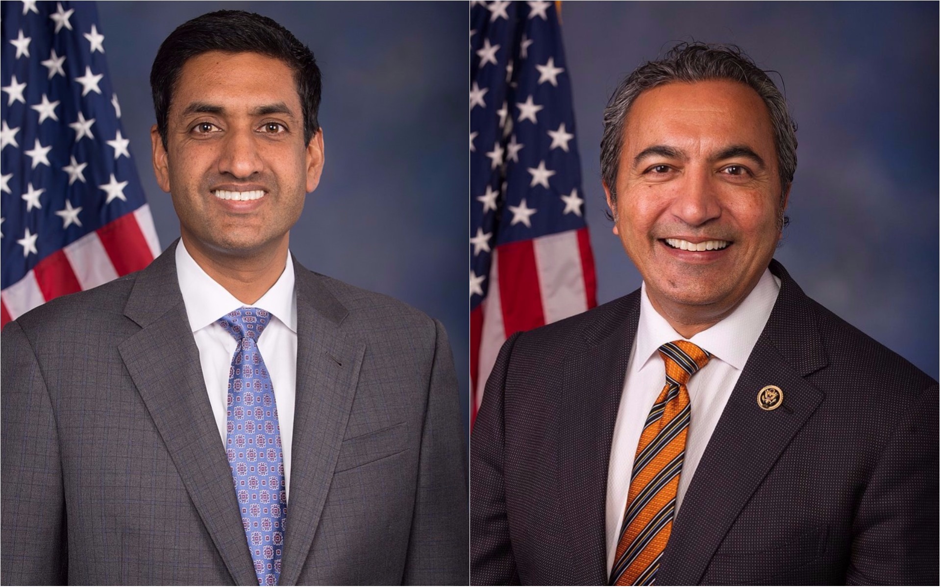 Democratic US Representative Ami Bera (left) and California Democrat Ro Khanna. 