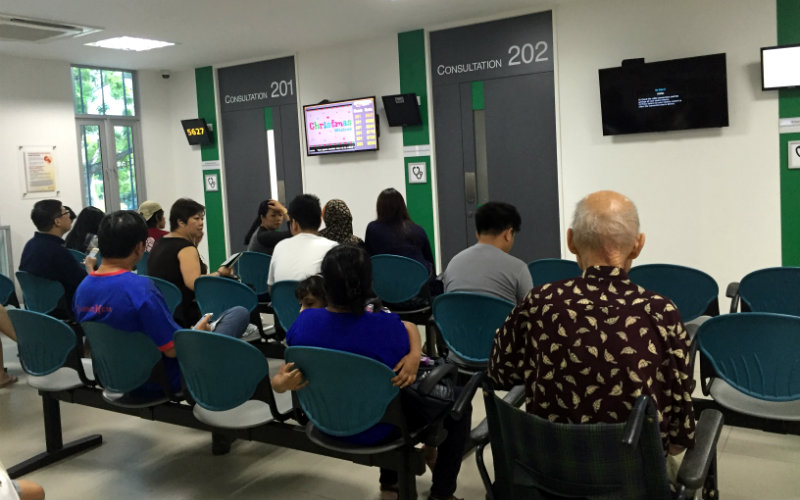Patients at a polyclinic in Singapore. 