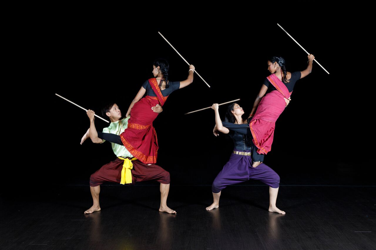 Cambodian dancers demonstrating a cool move while practising for the big event. 