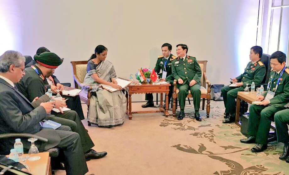 Indian Defence Minister Nirmala Sitharaman meets Minister of Defence, Vietnam, Gen Ngo Xuan Lich in Clark, Philippines