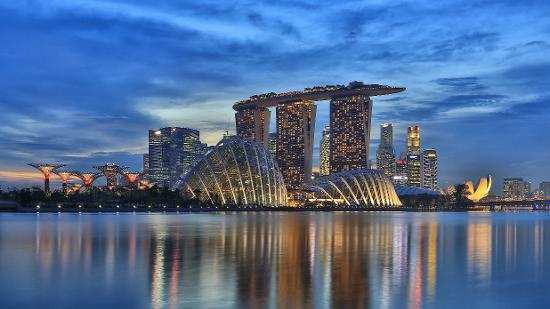 Night shot of MBS with GBTB and the Marina Bay