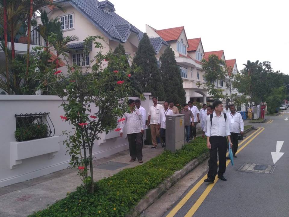 The farmers visiting HDB housing projects in Singapore.