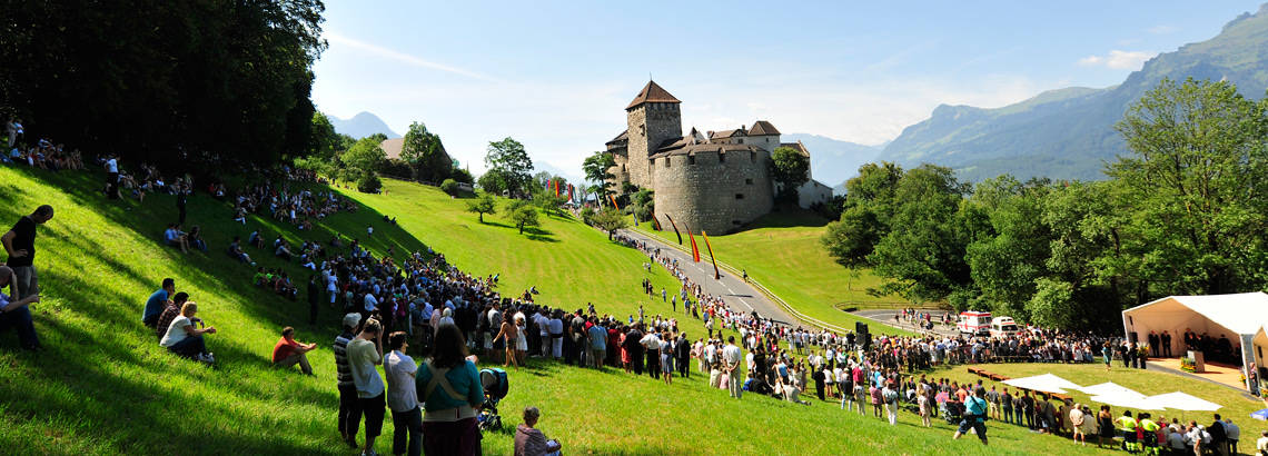 People gather to celebrate the National Day in Liechtenstein. 