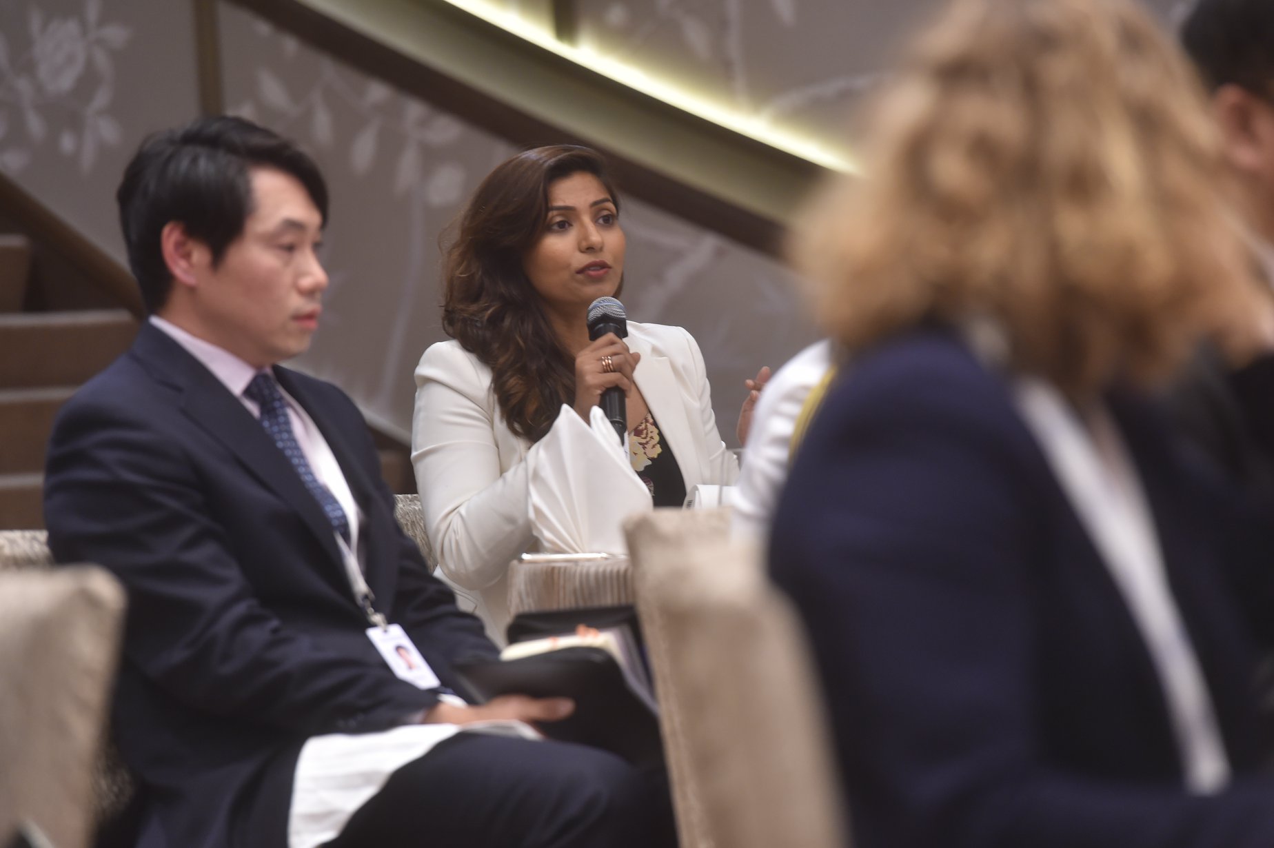 Gullnaz Baig, APAC Head, Terrorism Policy, Facebook, contributing to the discussion at the Shangri-La Dialogue Sherpa Meeting in Singapore.