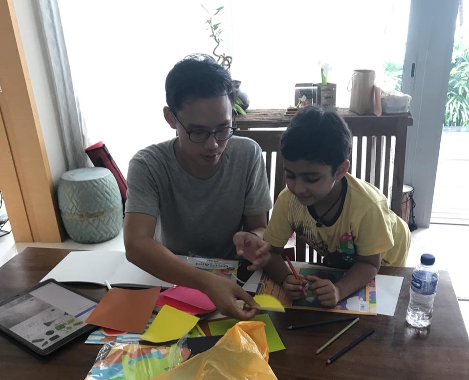 Saarth worked with Darel Seow (left), a well-known illustrator in Singapore, to bring his story to life. 