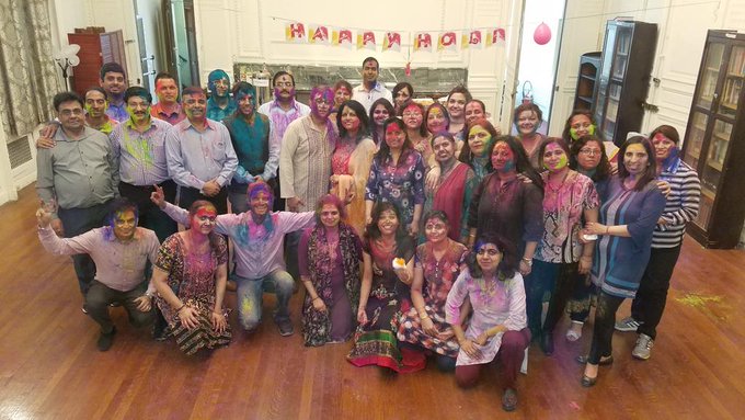 Holi celebrations at the Consulate-General of India in New York by the Indian expat community. Photo courtesy: MEA