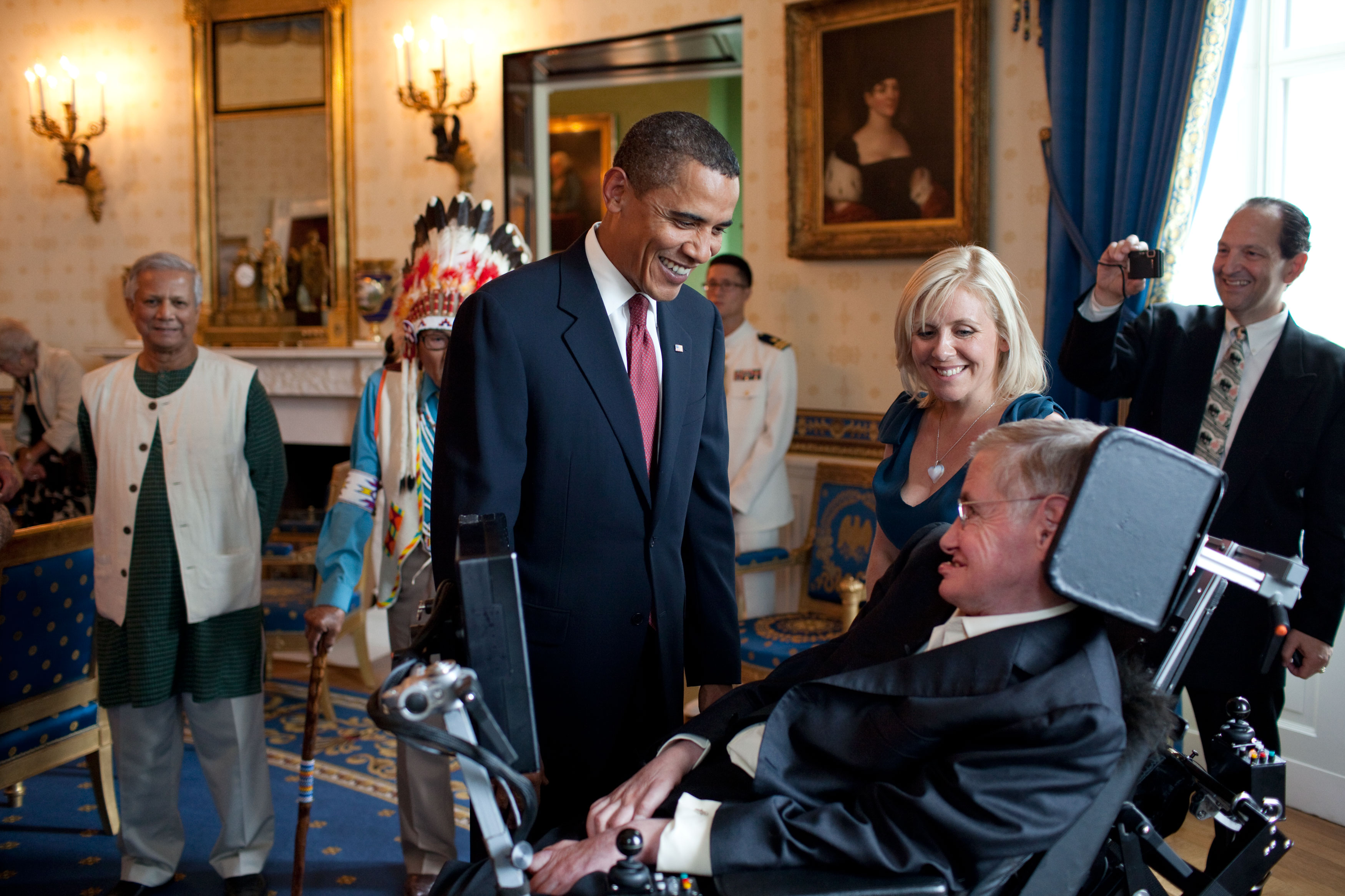 Hawking meeting US President Barack Obama.