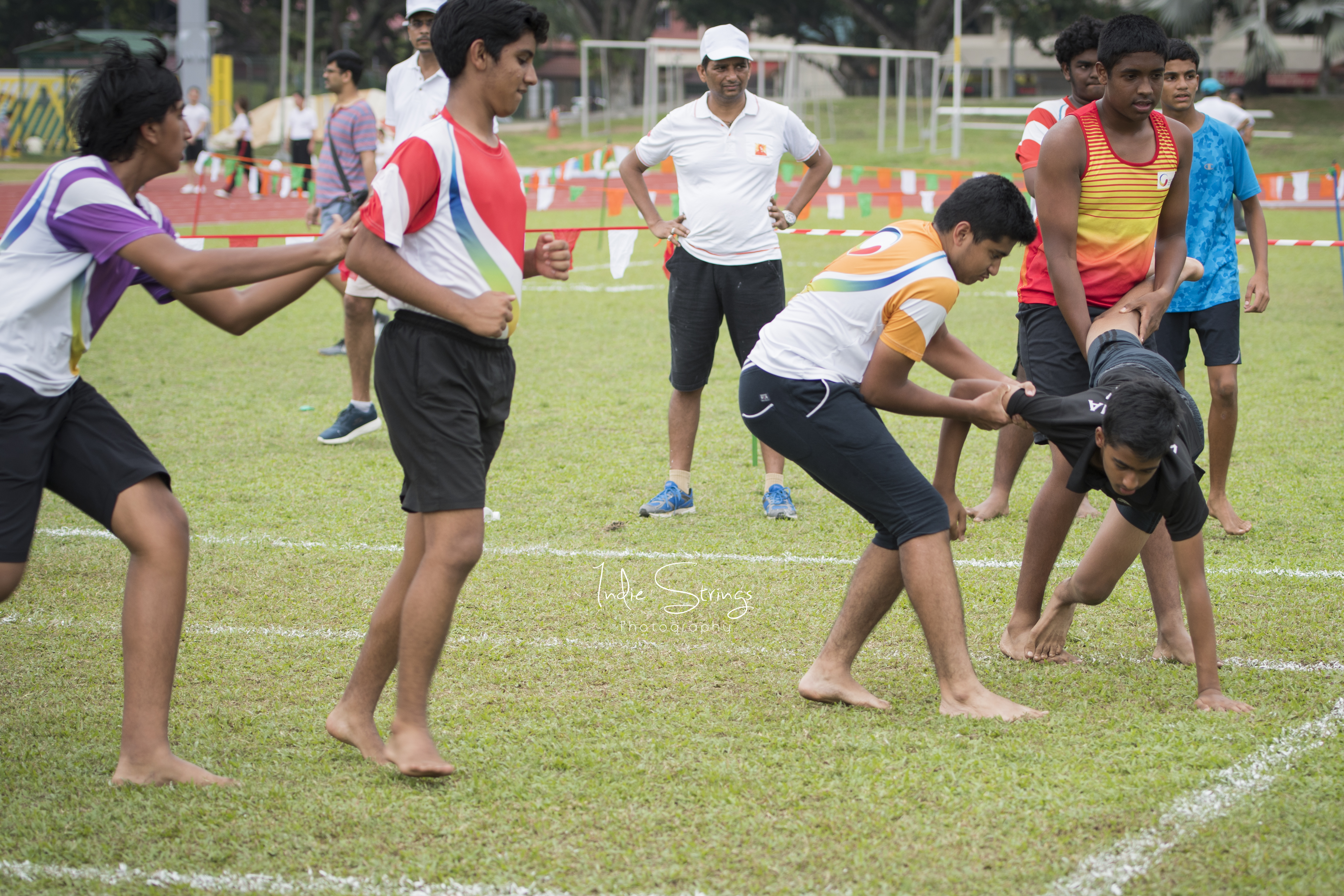 The boys' team playing Kabbadi.