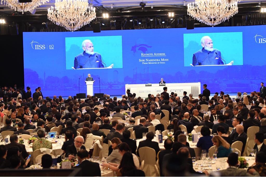 PM Modi emphasised that our principal mission is transforming India to a New India by 2022, when independent India will be 75 years young. Photo courtesy: Twitter/@MEAIndia