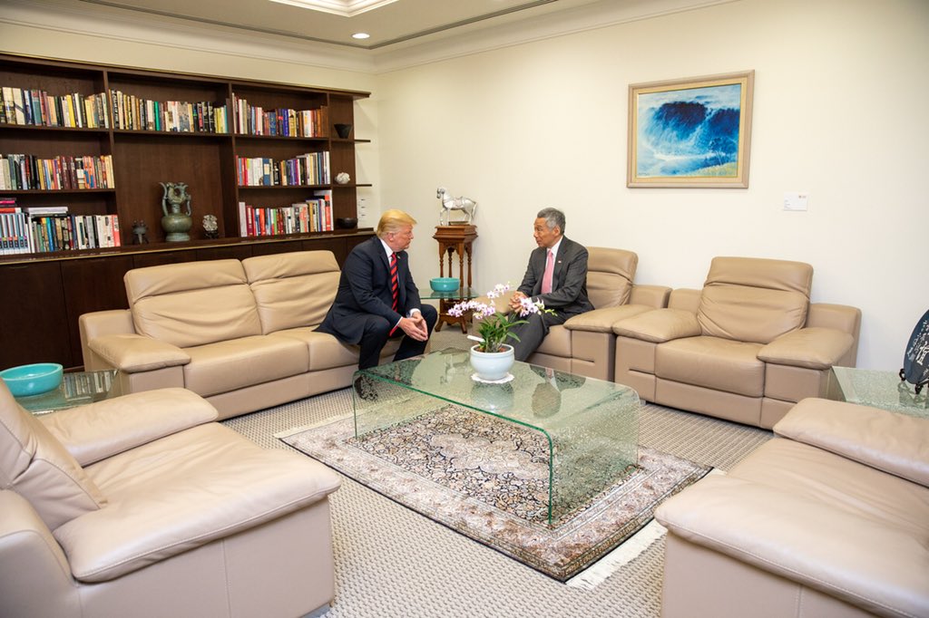 President Trump holding detailed discussions with Prime Minister of Singapore Lee Hsien Loong at the Istana Palace today. 