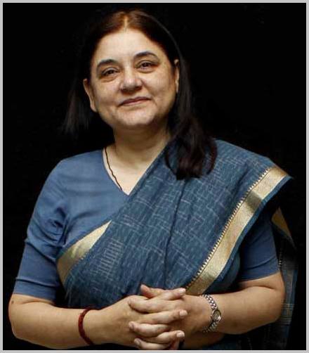 Maneka Gandhi, Indian Union Cabinet Minister for Women & Child Development. Photo courtesy: Wikipedia