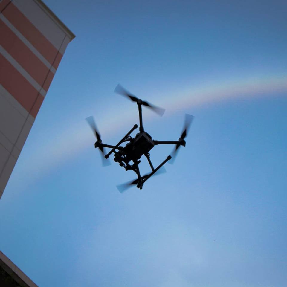The main purpose of using the drones was for carrying out comprehensive inspections of the buildings especially of areas which are less accessible to workers using gondolas. Photo courtesy: Facebook page of Performance Rotors 