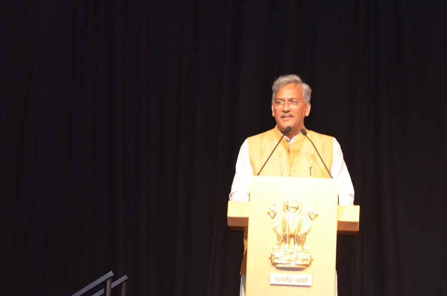 Trivendra Singh Rawat, Chief Minister of Uttarakhand speaking as Guest-of-Honour at the Invest North 2018 Summit in Singapore. Photo: Connected to India