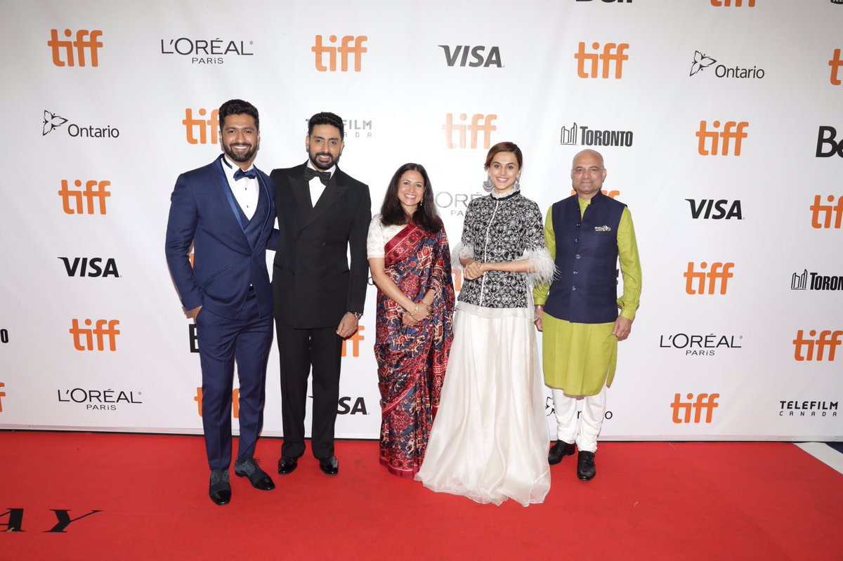 The cast of Manmarziyaan at the Toronto International Film Festival red carpet. Photo courtesy: Twitter/@dineshbhatia