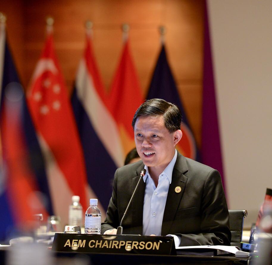 Singapore's Minister of Trade and Industry Chan Chun Sing addressing the Ministers from the RCEP participating countries. Photo courtesy: Facebook page of Minister Chan Chun Sing