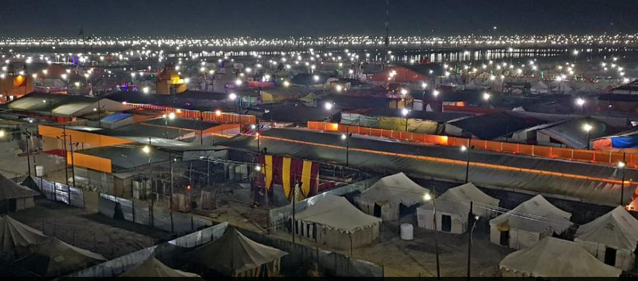 The tent city is spread over an area of 100 hectares and built by six companies. Photo courtesy: kumbh.gov.in