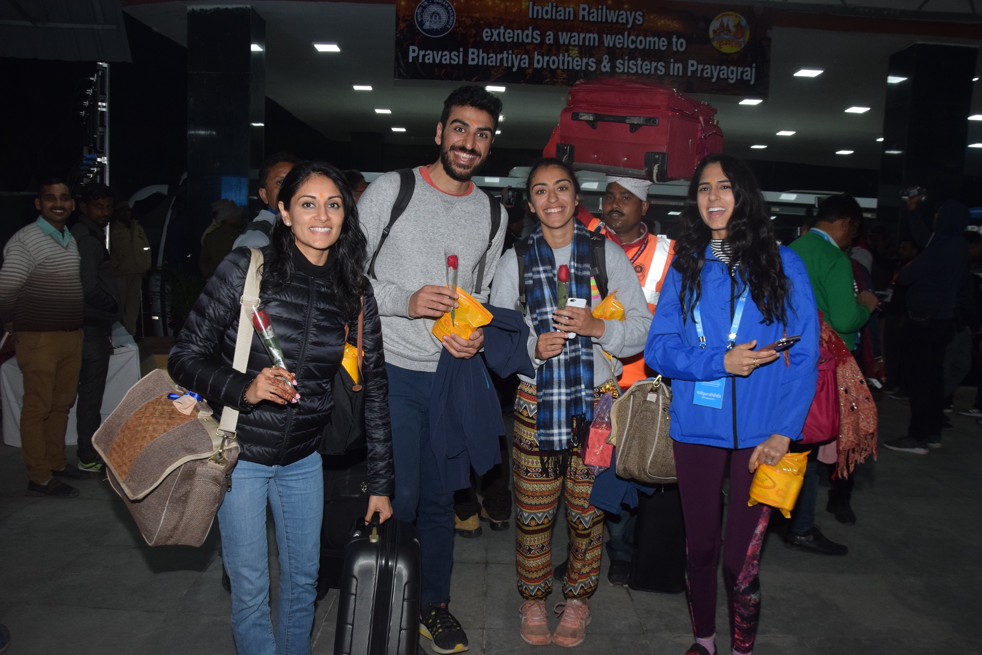 PBD delegates in an excited mood as they prepare to leave Prayagraj and continue to go to New Delhi where they will witness Republic Day on January 26. Photo: Connected to India  