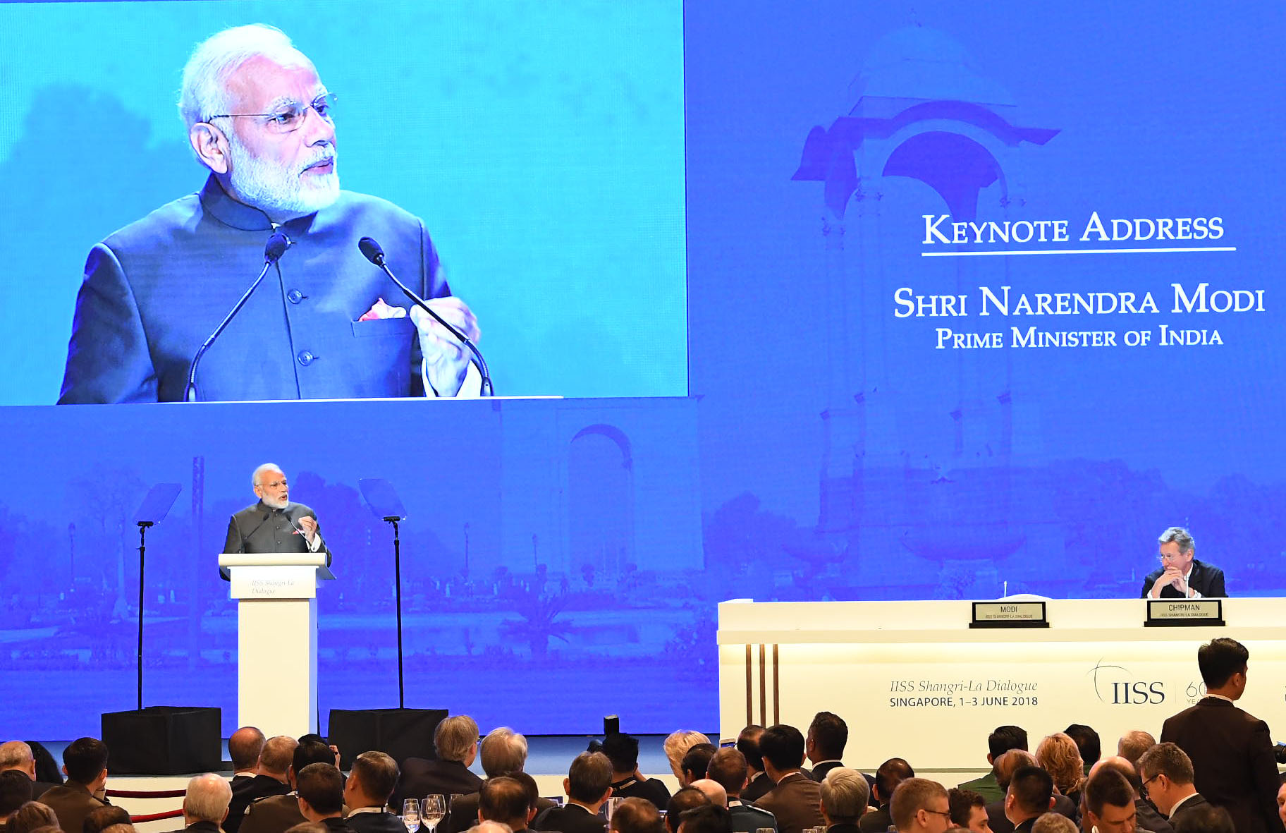 Indian Prime Minister Narendra Modi delivering the Keynote Address at Shangri La Dialogue, in Singapore. Photo courtesy: PMO)