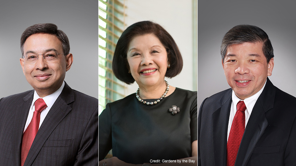 Mr Gautam Banerjee (left), Mrs Theresa Foo (centre) and Mr Teo Siong Seng (right) have been appointed as NUS Pro-Chancellors. Photo courtesy: NUS