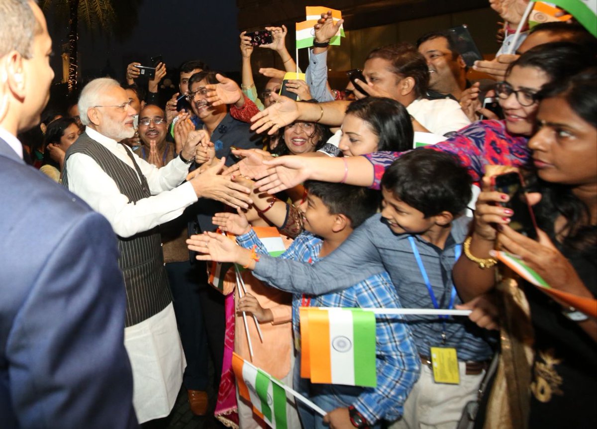 The globe-trotting Prime Minister Narendra Modi enjoys almost a celebrity status among the Indian diaspora