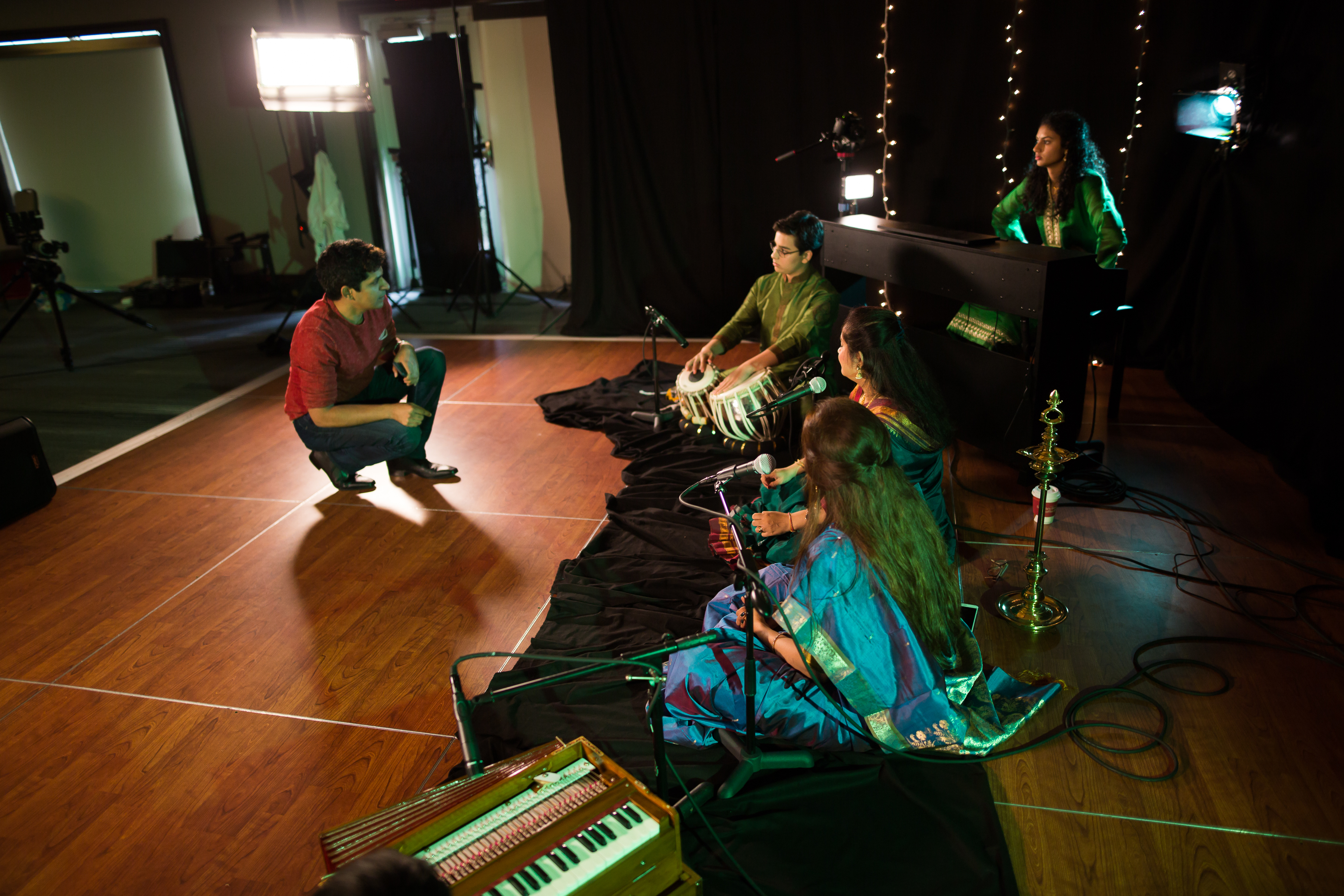   Sairam Emani present on the set along with the musicians. Photo courtesy: IndianRaga