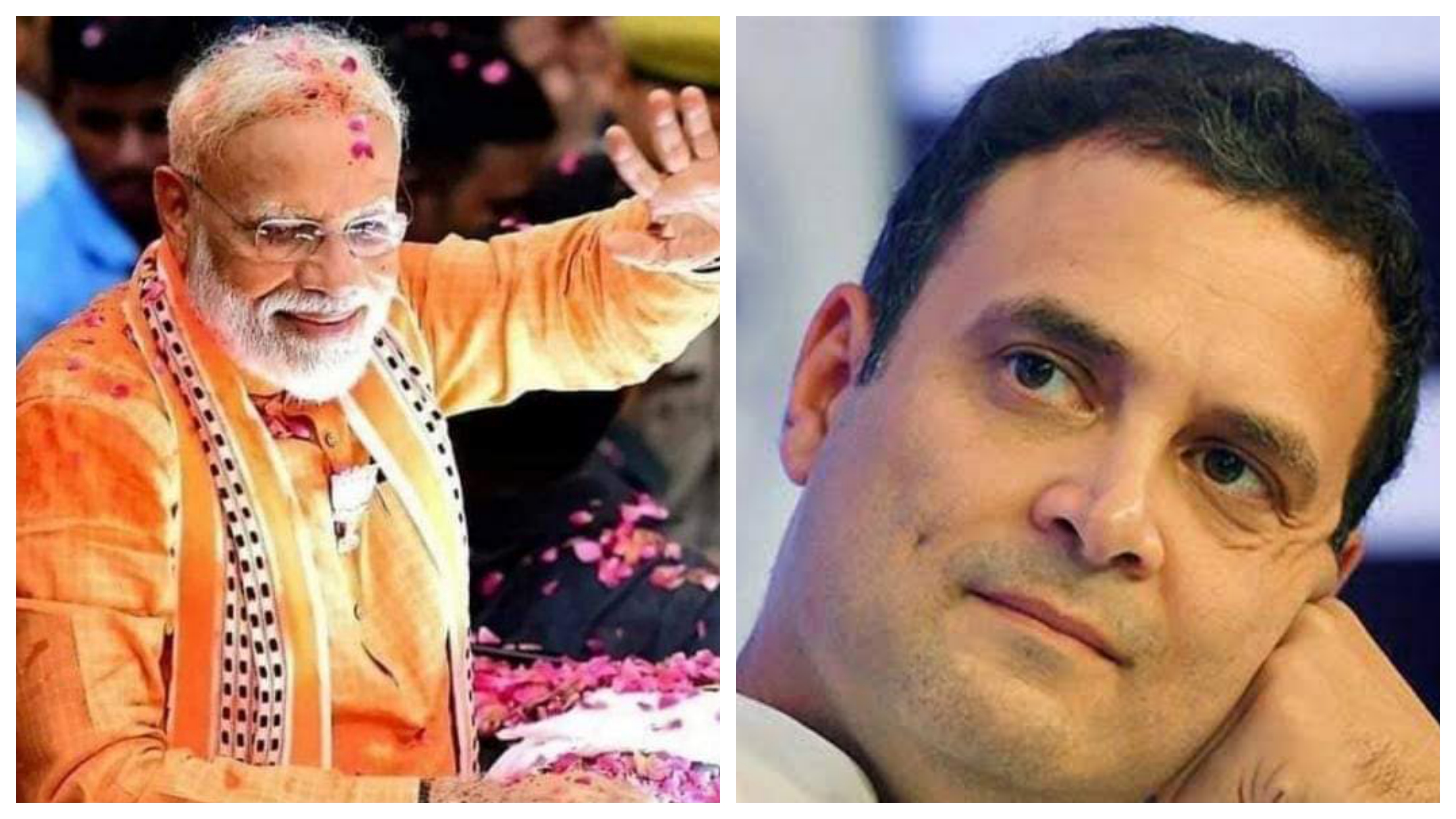 Contrasting fortunes: Indian PM Narendra Modi (left) looks set for another term in charge while Congress president Rahul Gandhi is trailing in his traditional safe seat of Amethi. Photo courtesy: Twitter