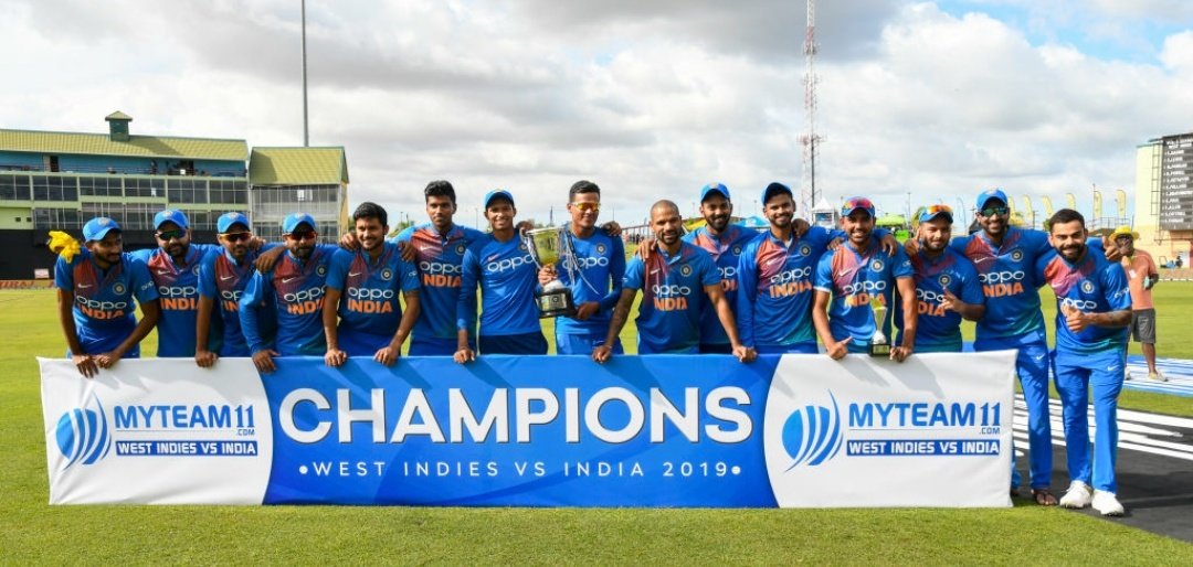 India won the T20 series against West Indies 3-0. Photo courtesy: Twitter/@imVkohli