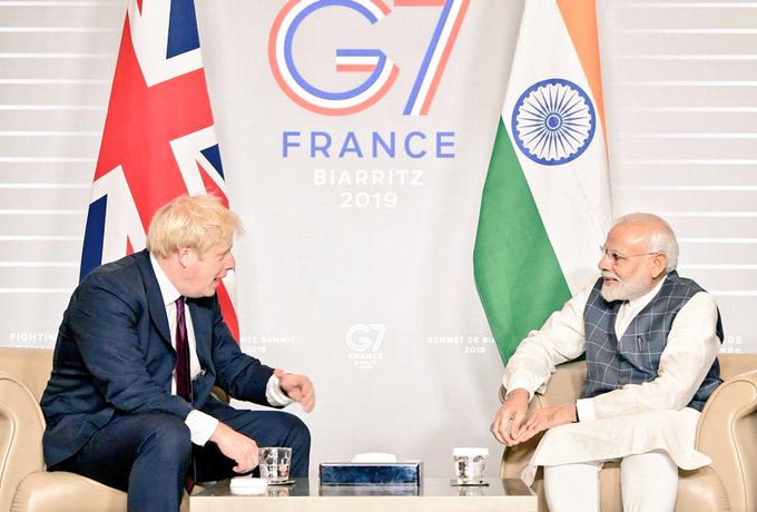 This is the first meeting between the Indian and British leaders against the backdrop of the Modi government revoking the special status to Jammu and Kashmir