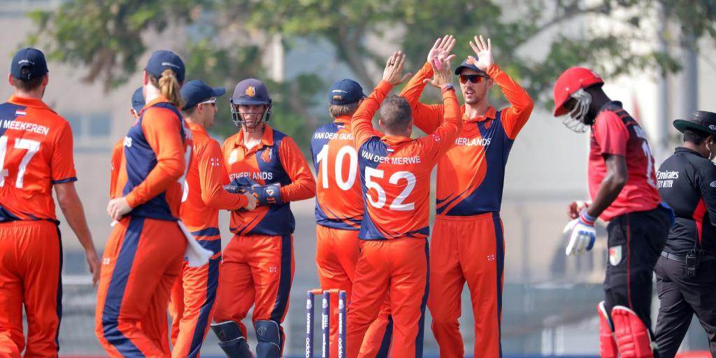 Singapore lost to the Netherlands by 5 wickets in the ICC T20 World Cup Qualifier. Photo courtesy: Twitter/@T20WorldCup