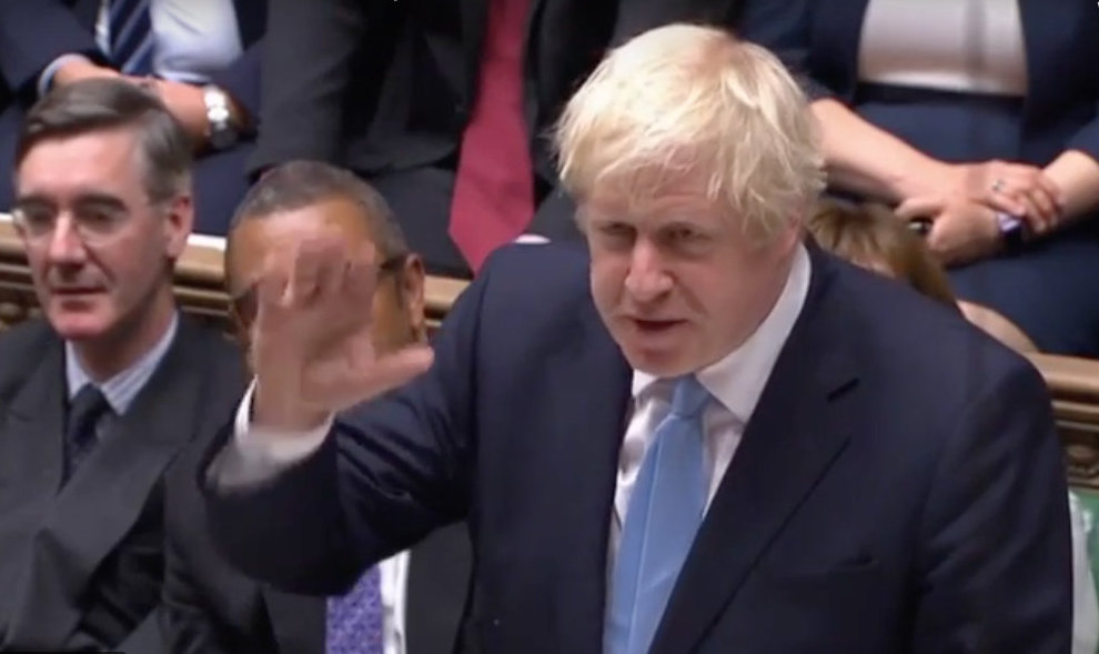 UK Prime Minister Boris Johnson will ask Parliament to vote on Monday to approve an early national poll to be held on December 12. Photo courtesy: Screengrab/House of Commons YouTube