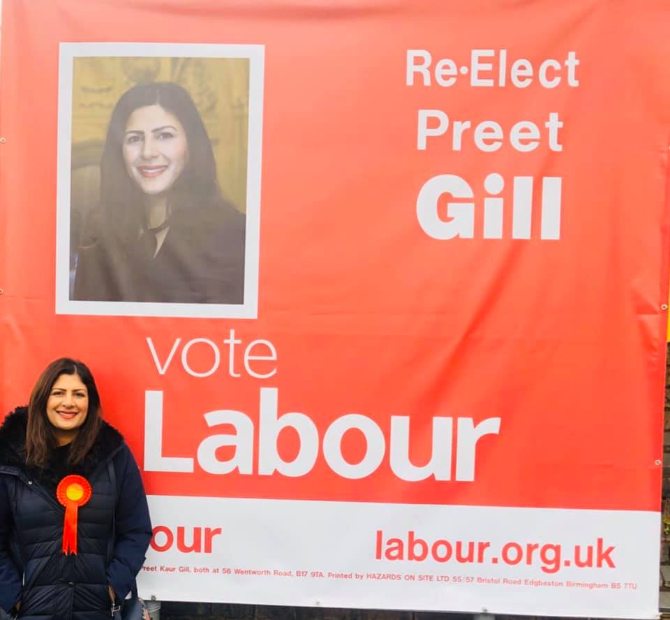 The first female Sikh MP Preet Kaur Gill from the Labour Party is standing from Birmingham, Edgbaston. Photo courtesy: Facebook/Preet Kaur Gill