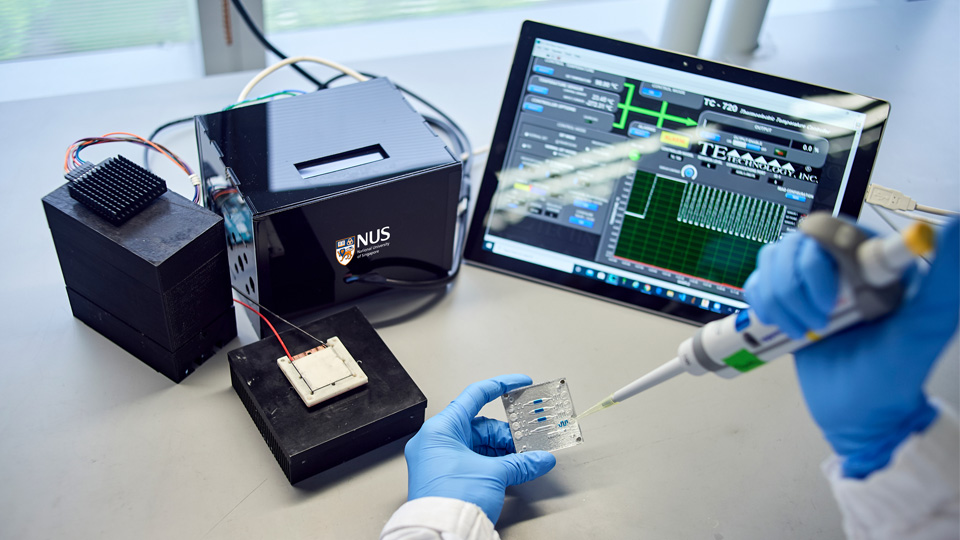 Epidax, a point-of-care diagnostic system for COVID-19, is portable, easy to use and completes the screening in about an hour. Photo courtesy: NUS