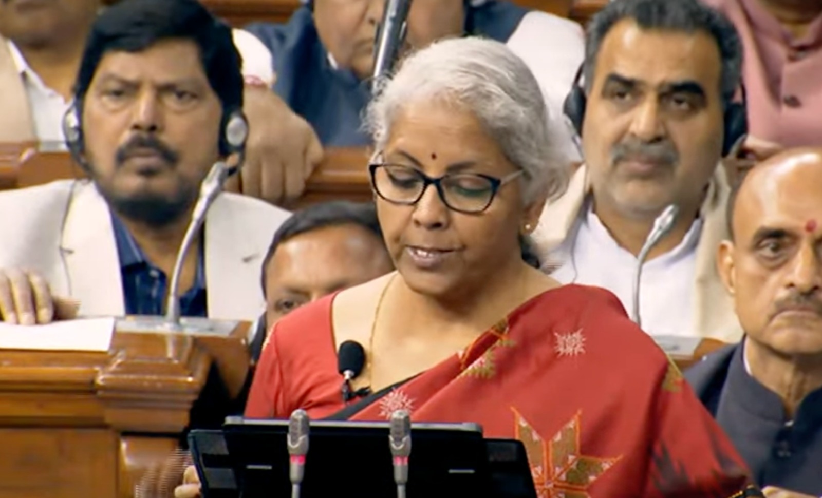 FM Nirmala Sitharaman presenting the Budget in the Lok Sabha. Photo courtesy: Twitter/